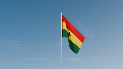 Ghana flag on blue sky 3d illustration image