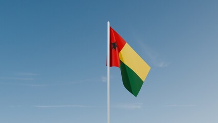 Guinea Bissau flag on blue sky 3d illustration image