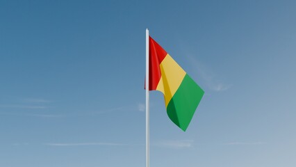 Guinea flag on blue sky 3d illustration image