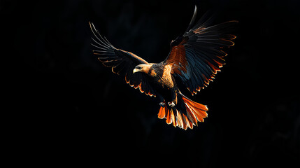 Fototapeta premium an eagle flying on a dark background