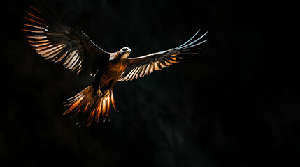 Obraz premium an eagle flying on a dark background
