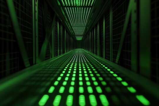 Abstract Green Binary Code on Black Background