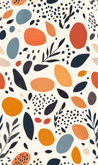 Fototapeta premium floral flower and leaf elements modern doodle illustrator seamless pattern for wallpaper or background