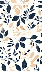Fototapeta premium floral flower and leaf elements modern doodle illustrator seamless pattern for wallpaper or background