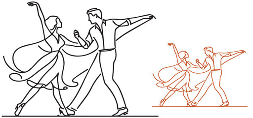 ballroom dancing  outlines of dancing couple vector