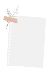 Png note paper frame, aesthetic design on transparent background