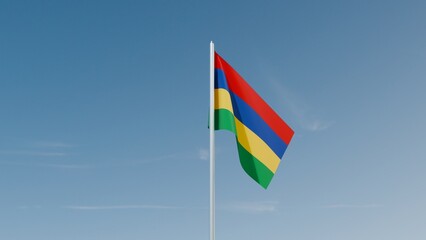 Mauritius flag on blue sky 3d illustration image