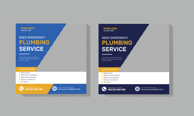 Plumbing service social media post template design 