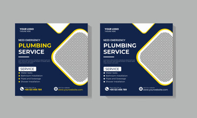 Plumbing service social media post template design 