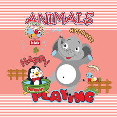 Cute friends playing together happily in a joyful vector illustration of friendship