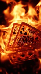 Burning Ace and King of Spades Playing Cards