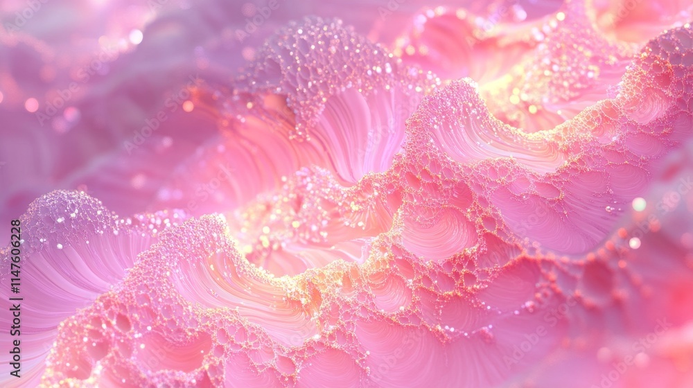 Poster ethereal pink waves of texture abstract art digital creation soft lighting close-up view fluidity an