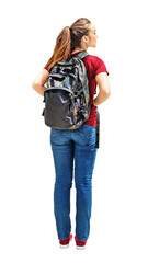 Fototapeta premium Png woman backpack, isolated collage element, transparent background