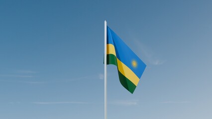 Rwanda flag on blue sky 3d illustration image