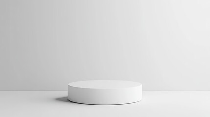 White Cylindrical Platform Against White Background