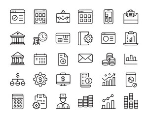 Accounting line art 50 icon set artistic patterns