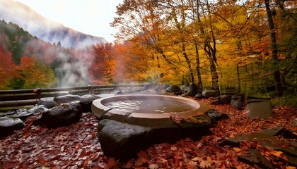 温泉　露天風呂に入る