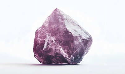 Fototapeta premium Textured, purple crystal rock on white.