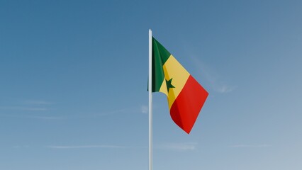 Senegal flag on blue sky 3d illustration image