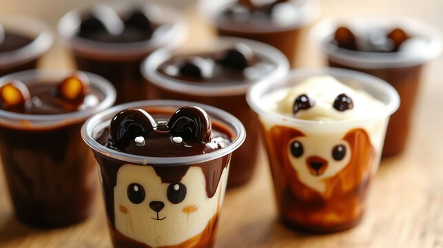 Creative animal face pudding cups kitchen food art cozy home overhead fun dessert ideas
