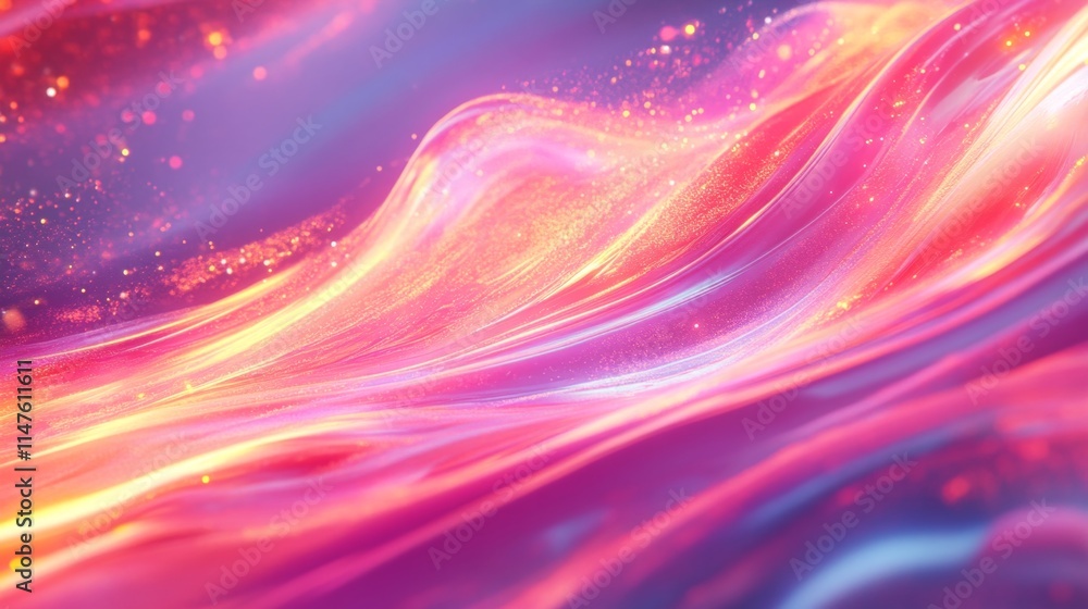 Poster vibrant abstract flowing waves digital artwork colorful animation ethereal environment close-up view