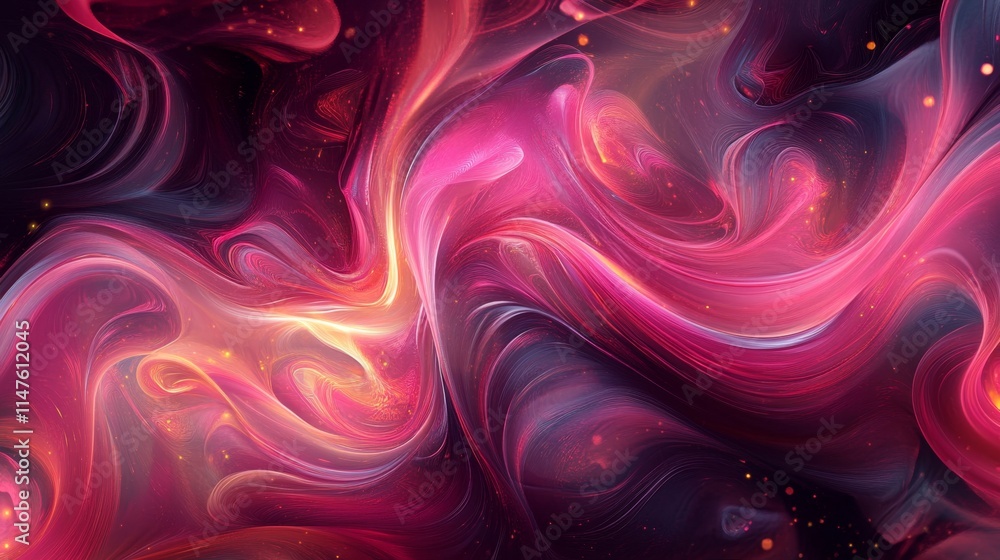 Poster dynamic abstract swirls digital art vibrant color palette modern environment close-up view creative 
