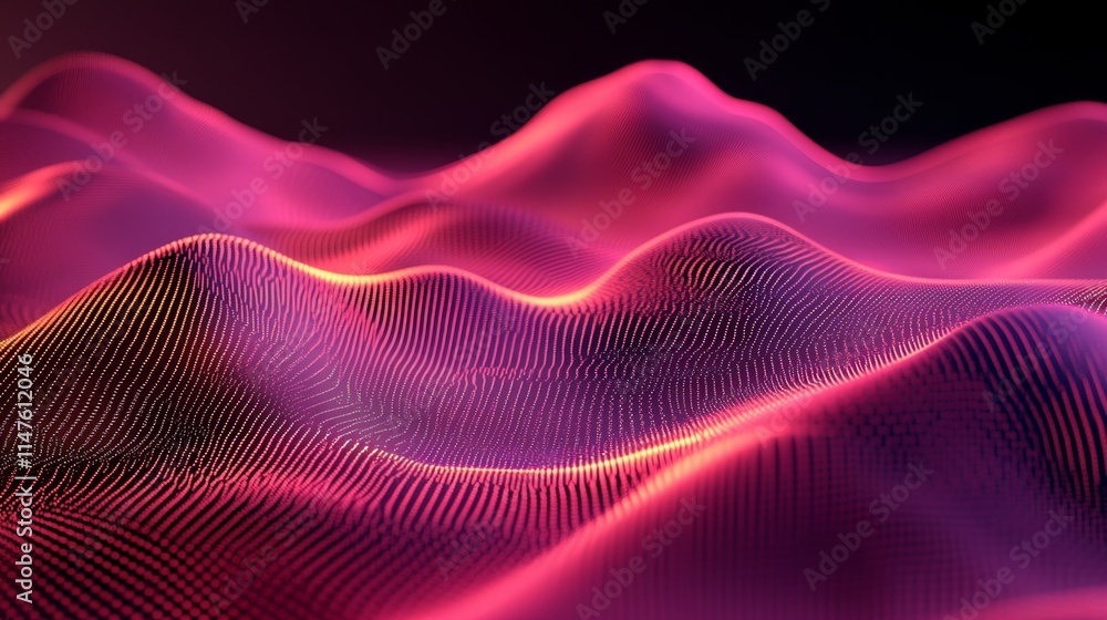 Poster dynamic waves of light abstract 3d visuals digital realm motion graphics vibrant colors high angle e