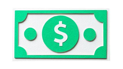 PNG Paper craft art of a dollar bill, collage element, transparent background