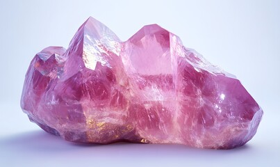 Pink gemstone cluster on white.