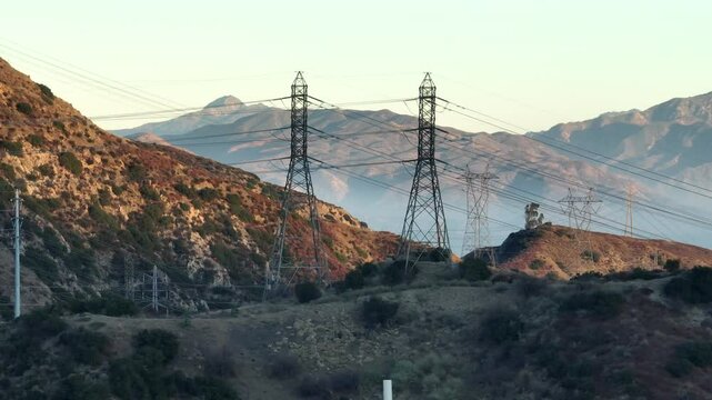 High Voltage Power Lines on Hillside
