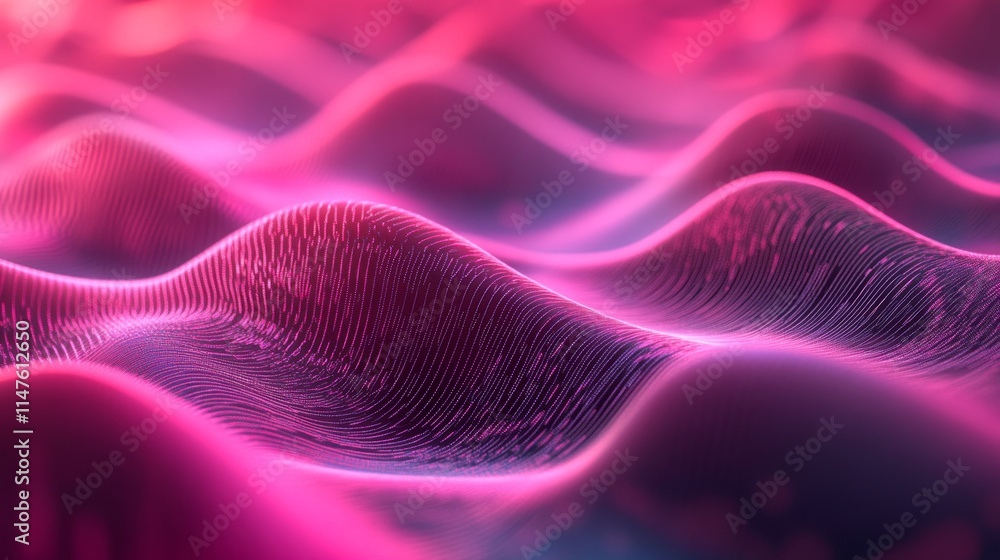 Poster dynamic pink waves undulating abstract concept digital art vibrant environment close-up view visual 
