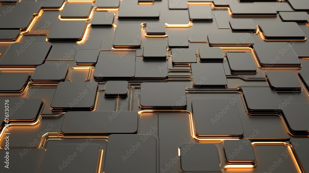 Poster abstract technology background with glowing lines and shapes.