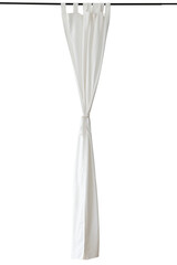 White drapery hanging from a curtain rod design element