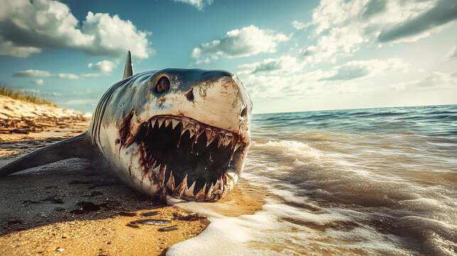 shark infected with a very scary zombie virus