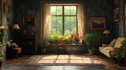 Vintage Interior, Sunlight, Antique Room, Classic Style