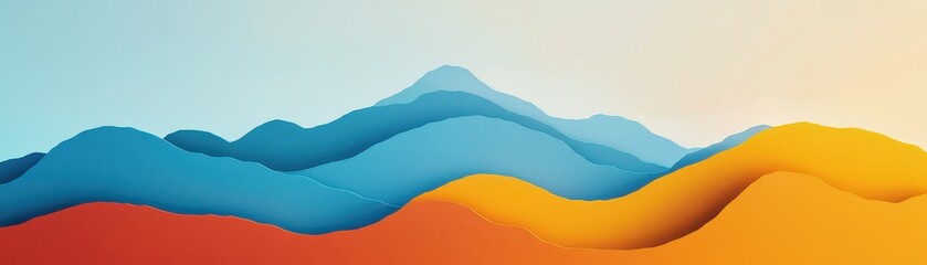 Colorful abstract landscape design with waves and gradients.