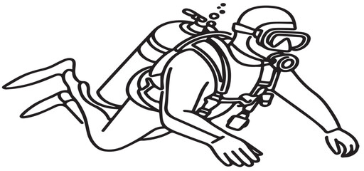 outline style icon illustration of scuba diver isolated on white background vector