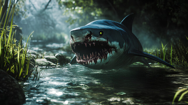 shark infected with a very scary zombie virus