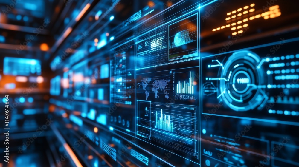 Poster data visualization trends in technology digital space infographic display high-tech environment futu