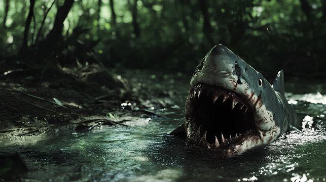 shark infected with a very scary zombie virus