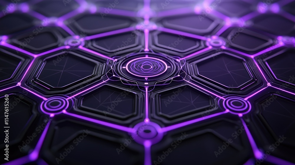 Poster dynamic hexagonal pattern in futuristic design digital art abstract background vibrant colors close-