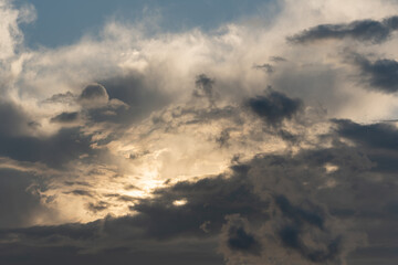 Beautiful sky with cloud sunset background. High quality photo