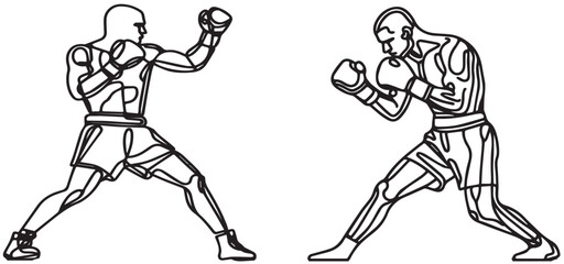 Hand drawn boxing fighter illustration. Boxer vector illustration