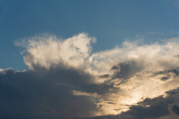 Beautiful sky with cloud sunset background. High quality photo