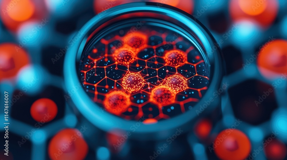 Aufkleber close-up of scientific visualization of molecular structure with hexagons