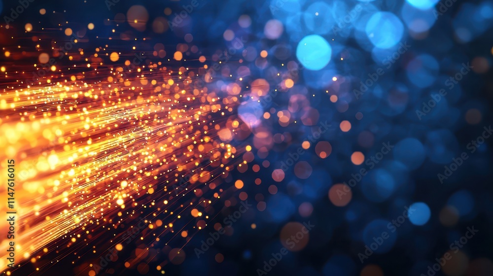 Poster dynamic sparkling bokeh lights on dark background for abstract art