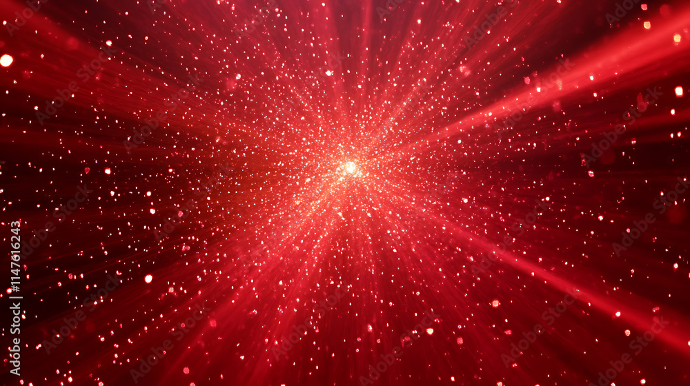 Poster sparkling red burst background with glowing radiance. a vibrant, red abstract background features a 