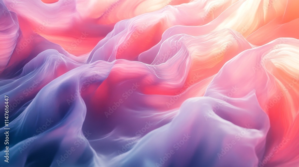 Poster dynamic waves of colorful textures digital artwork abstract art vibrant environment close-up view vi