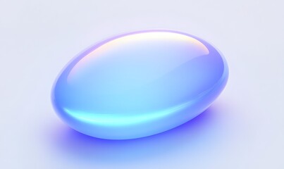 Glossy blue oval form with light reflections on white backdrop.