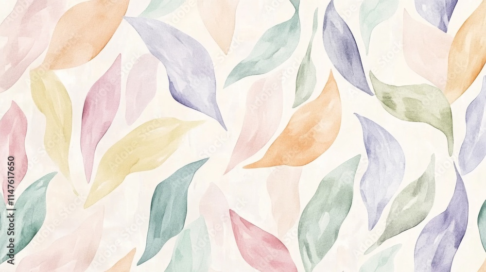 Poster soft watercolor leaf patterns artistic background abstract design calm environment close-up view nat